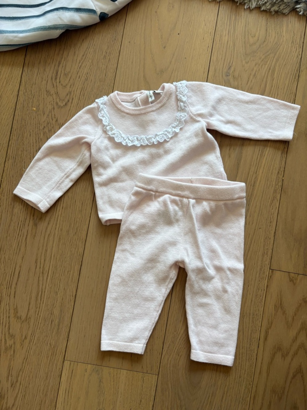 Janie and Jack pink ruffled matching set - size 3-6 months